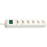 Prelungitor Brennenstuhl 141092, cu intrerupator, protectie copii, 6 prize, cablu H05VV-F 3G1.5, 1.5m, Alb