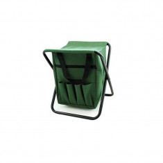 Scaun mini pliabil, gradina, camping, pescuit, cu geanta, verde, max 80 kg, 25x27x32 cm