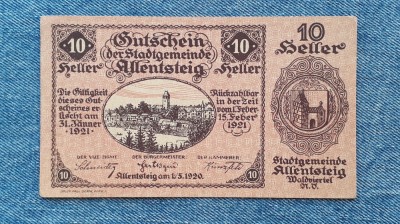 10 Heller 1921 Austria / notgeld Allensteig foto
