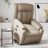 vidaXL Fotoliu de masaj rabatabil vertical cappuccino piele ecologică