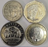 MAURITIUS Set / Lot 15 , 4 Monede : 1 Rupee 2016 + 5 Rupees 2018 + 10 Rupees 2019 + 20 Rupees 2007, Africa, Cupru-Nichel