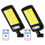 Cumpara ieftin Set de 2 lămpi solare stradale LED DEPOX&reg;, cu senzori de mișcare și lumină, telecomenzi, IP65, negru