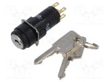 Comutator rotativ cu cheie EAO 16mm, 2 poziții, NC NO, seria 51