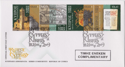 CIPRU 2009 ISTORIA CIPRULUI Serie 8 timbre pe 2 FDC-uri foto