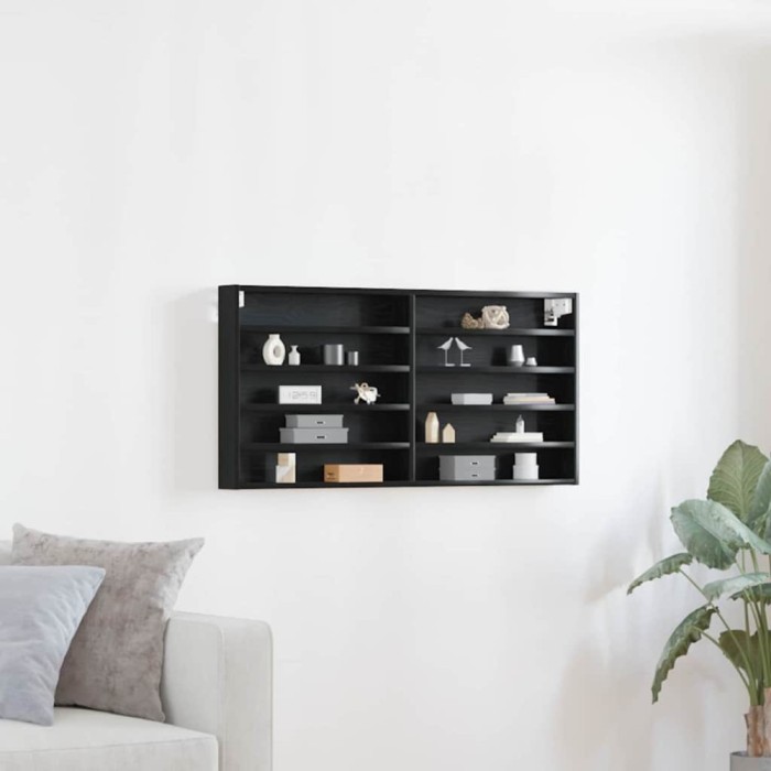 vidaXL Dulap de Expunere Stejar Negru 100 x 8,5 x 50 cm Lemn compozit 862296