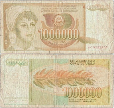 1989 ( 1 XI ) , 1,000,000 dinara ( P-99 ) - Iugoslavia foto