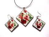set bijuterii lemn cu trandafiri 40485