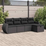 Cumpara ieftin Gossi set mobilier de gradina cu perne, 5 piese, negru, poliratan