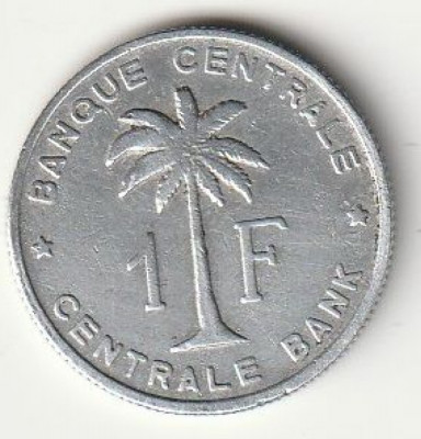 Moneda 1 franc 1957 - Congo Belgian foto