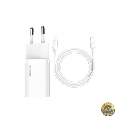 Incarcator Retea cu Cablu Lightning Baseus Super Si 20W 3A 1 x USB-C Alb TZCCSUP-B02 foto