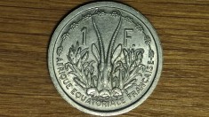 Africa ecuatoriala franceza - moneda istorica - 1 franc 1948 UNC an unic batere
