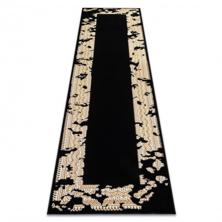 Covor, traversa ALLURE 1965 Cadru - Structural, elegant, glamour negru / aur , 80x200 cm