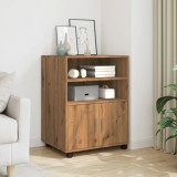 VidaXL Dulap cu roți, stejar artizanal, 60x48x81 cm, lemn prelucrat