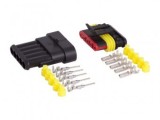 Set 2 Mufe Conector 5 Pini AMP, 15A, 12-24V, IP67, Poliamida 6.6, -40+125&deg;C, RoHS