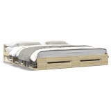 Cumpara ieftin Cadru de pat cu sertare stejar sonoma 200x200 cm lemn prelucrat