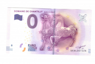 Bancnota souvenir Franta 0 euro Domaine de Chantilly. Musee du Cheval, 2017-2 foto