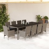 VidaXL Set mobilier de grădină cu perne 11 piese gri poliratan&amp;sticlă 3278592