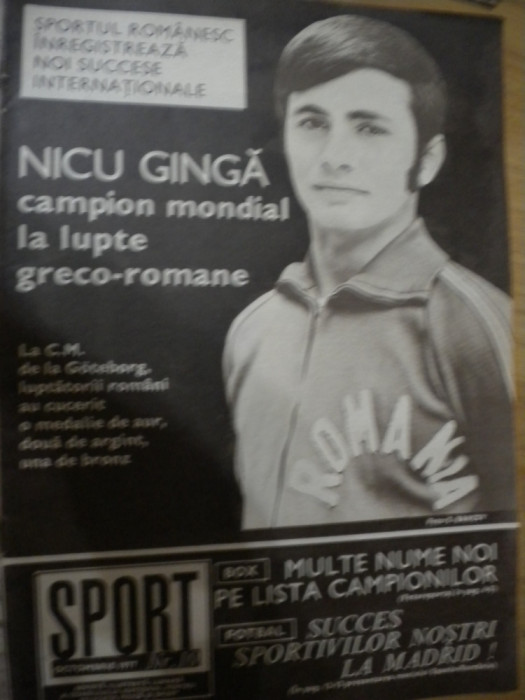 Revista Sport(nr.10 octombrie 1977) - Dudu Georgescu a doua gheata de aur-Dinamo