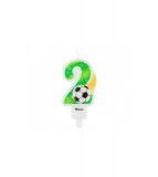 Lumanare tort cifra cu minge fotbal, 7.8 cm-Tip Cifra 2, Godan