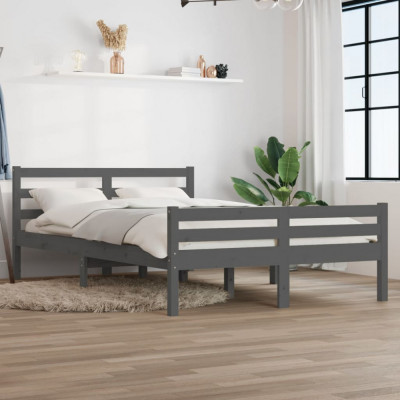vidaXL Cadru de pat, gri, 160x200 cm, lemn masiv de pin foto