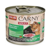 Hrană CARNY ADULT cu carne de vită, curcan şi carne de iepure - 200 g, Animonda