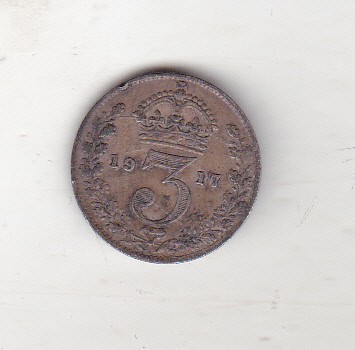 bnk mnd Anglia Marea Britanie 3 pence 1917 argint foto