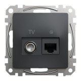 Priza TV + RJ45 UTP CAT6 Schneider Sedna Antracit SDD114469T