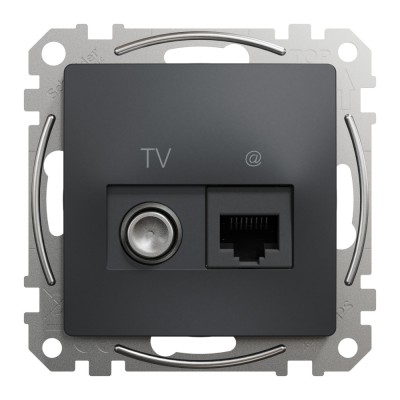 Priza TV+RJ45 UTP CAT6 Schneider Sedna antracit SDD114469T foto