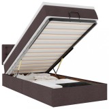 Cumpara ieftin Pat otoman cu saltea tesatura maro inchis 90x200 cm