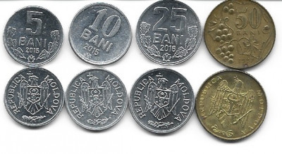 Moldova lot 4 monede: 5, 10, 25, 50 bani foto