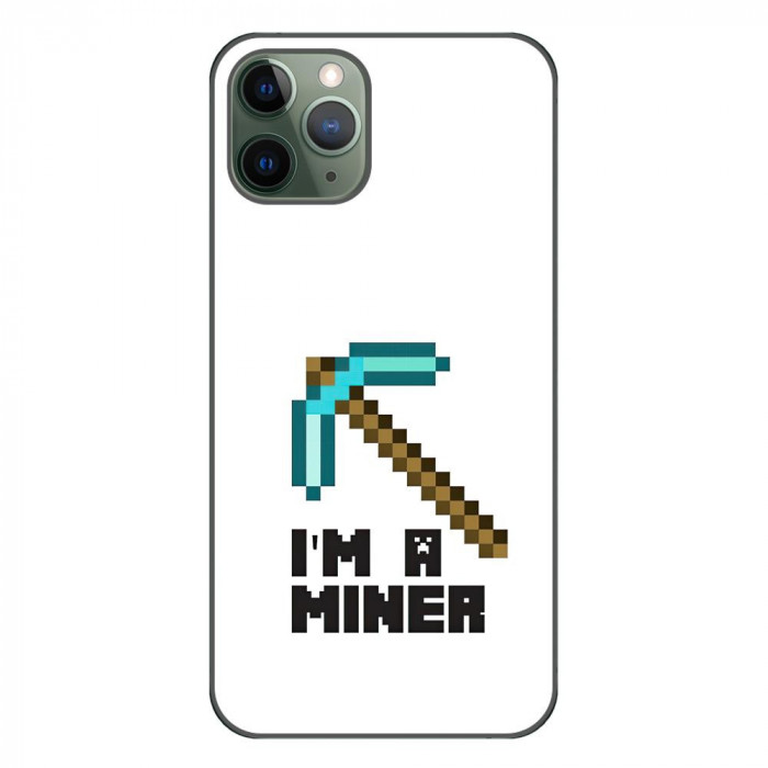 Husa compatibila cu Apple iPhone 11 Pro Max Silicon Gel Tpu Model Minecraft Miner