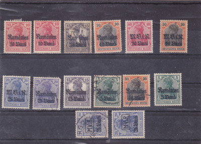 1917 Germania Ocupatia ROMANIA set 14 timbre supratipar MViR neuzate + 4 uzate foto