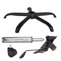 Set placuta balans metalica 22 cm x 15 cm, baza 64 cm, rolă universală &Oslash;11 mm si cilindru piston, gaz, pentru scaune birou, argintiu, 35 cm