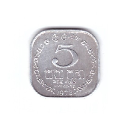 Moneda Sri Lanka 5 cents 1978, stare foarte buna, curata foto
