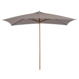 Outsunny Umbrelă de Grădină 2x3m Parasolar Impermeabil din Lemn Lacuit cu Copertină Detașabilă Gri | Aosom Romania
