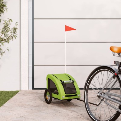 Remorcă de bicicletă animale companie, verde textil oxford/fier foto