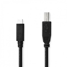 Cablu USB type C 2.0 la USB-B T-T 2m Negru, Nedis CCGB60650BK20