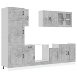 Cumpara ieftin Set dulapuri de bucatarie 8 piese &bdquo;Kalmar&rdquo; gri beton Lemn