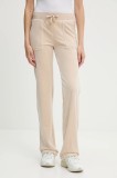 Juicy Couture pantaloni de trening din velur DEL RAY POCKETED PANT culoarea bej, uni, JCAP180G