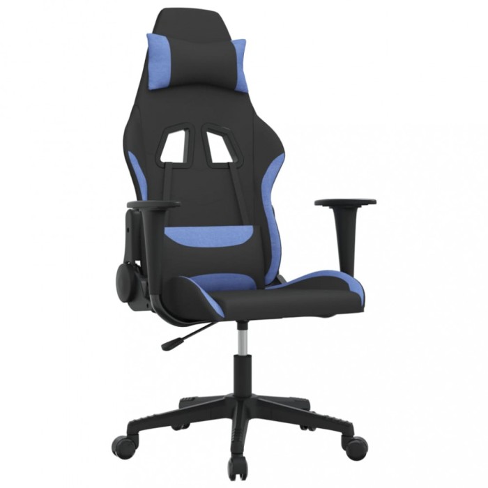 Scaun de gaming cu masaj, negru si albastru, material textil