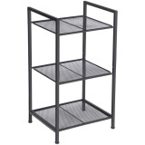 Raft metalic SONGMICS cu 3 polite ajustabile pentru baie si bucatarie, negru