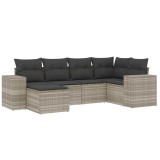 Set canapele de gradina cu perne, 6 piese gri deschis poliratan