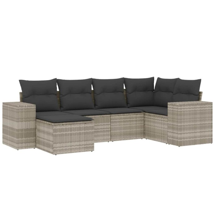 Set canapele de gradina cu perne, 6 piese gri deschis poliratan