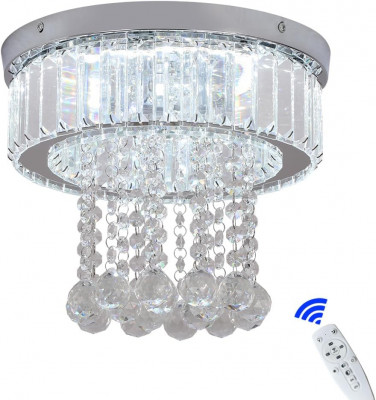 Candelabru de cristal cu LED cu telecomanda pentru iluminat modern in 3 trepte de intensitate, montare incastrata, aspect elegant, ideal pentru a deco foto