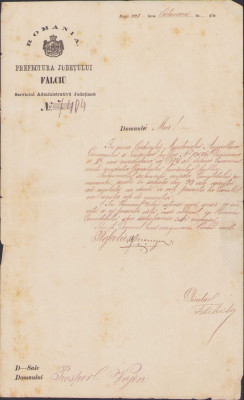 HST 241S Act 1873 semnat olograf prefect Fălciu circulat poștal foto