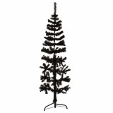 Cumpara ieftin Jumatate brad de Craciun subtire cu suport, negru, 120 cm