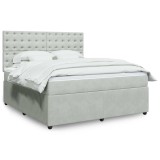 Cumpara ieftin Pat box spring cu saltea, gri deschis, 180x200 cm, catifea