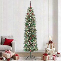 vidaXL Copac Artificial Slăb de Crăciun cu 300 LED Verde și alb 240 cm 3395325