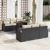 vidaXL Set de canapele pentru grădină 7 pcs Negru Rattan poli 3358266