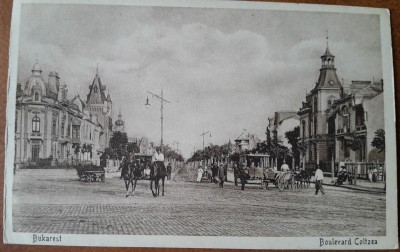 Carte postala, Bucuresti Bulevardul Coltea, perioada interbelica foto
